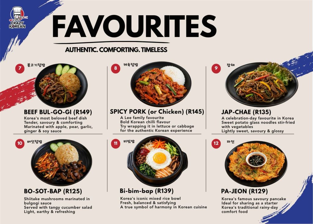 Menu Crazy Korean Favourites